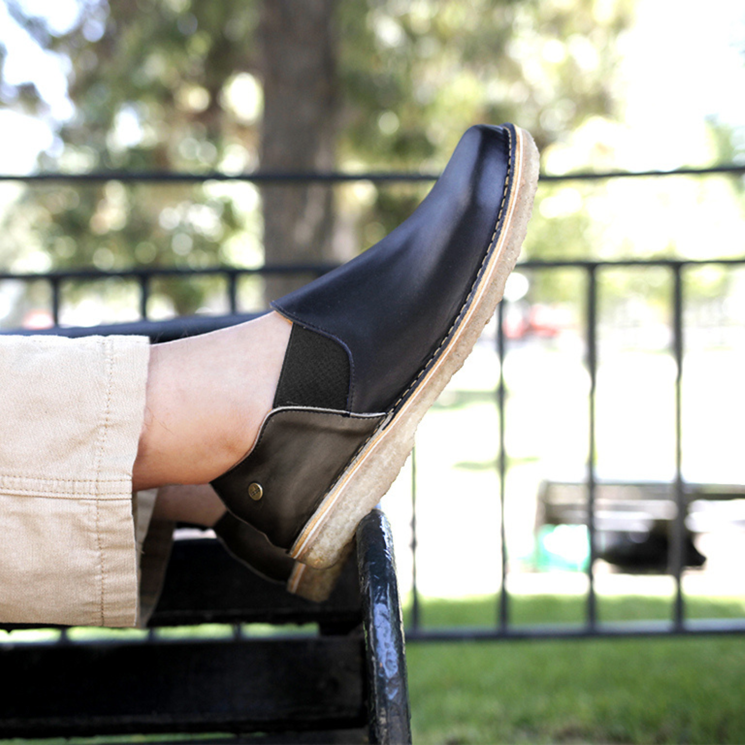 Zapato Fragata Hombre Negro Talón Olivo