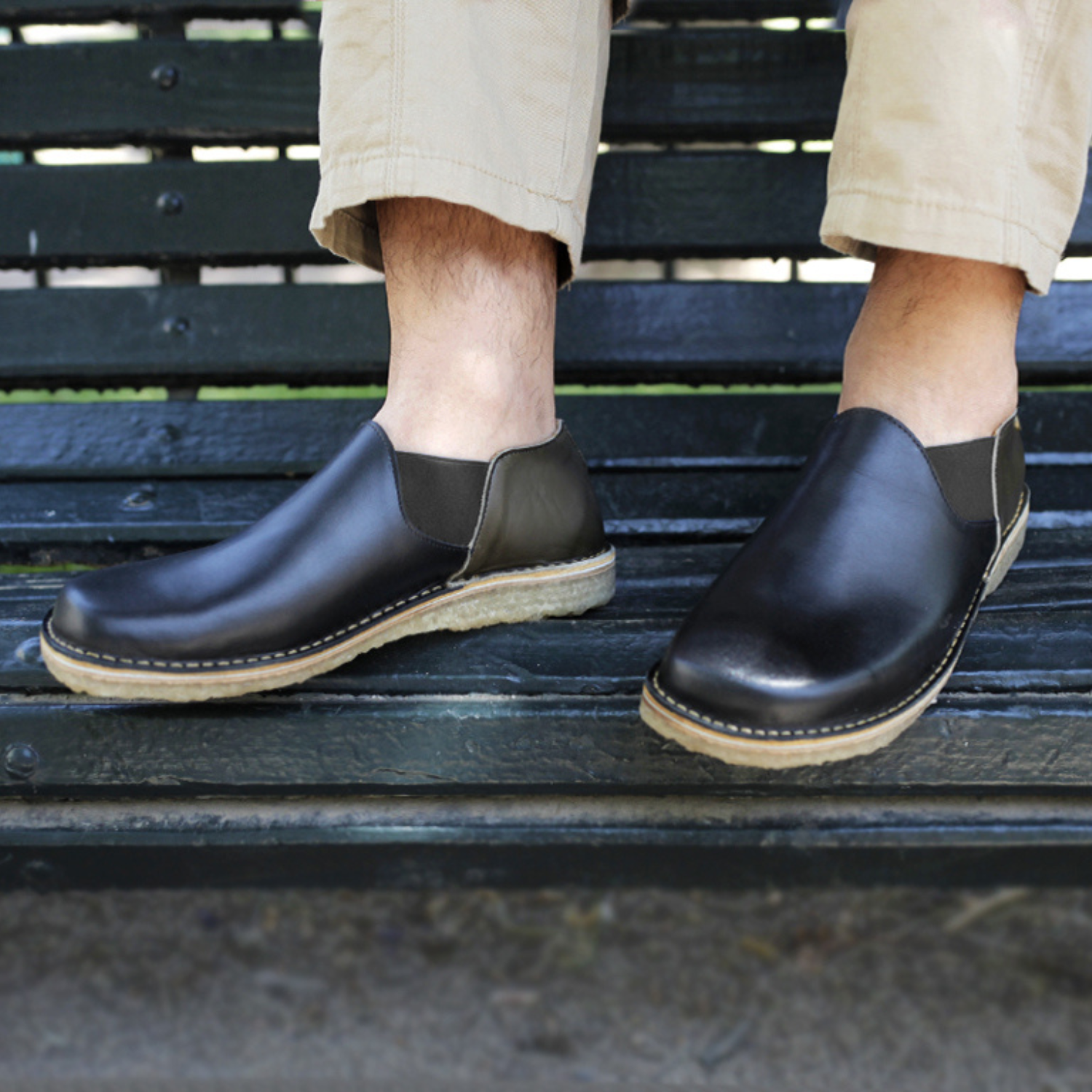 Zapato Fragata Hombre Negro Talón Olivo