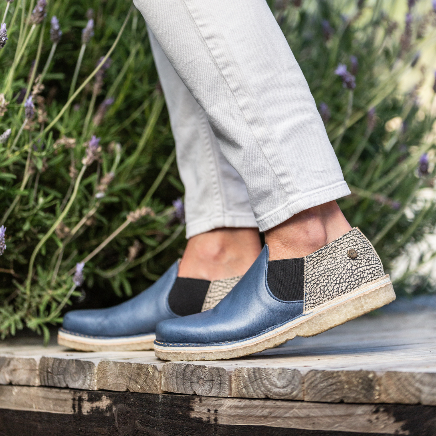 Zapato Fragata Mujer Azul Cobalto y Jaspe
