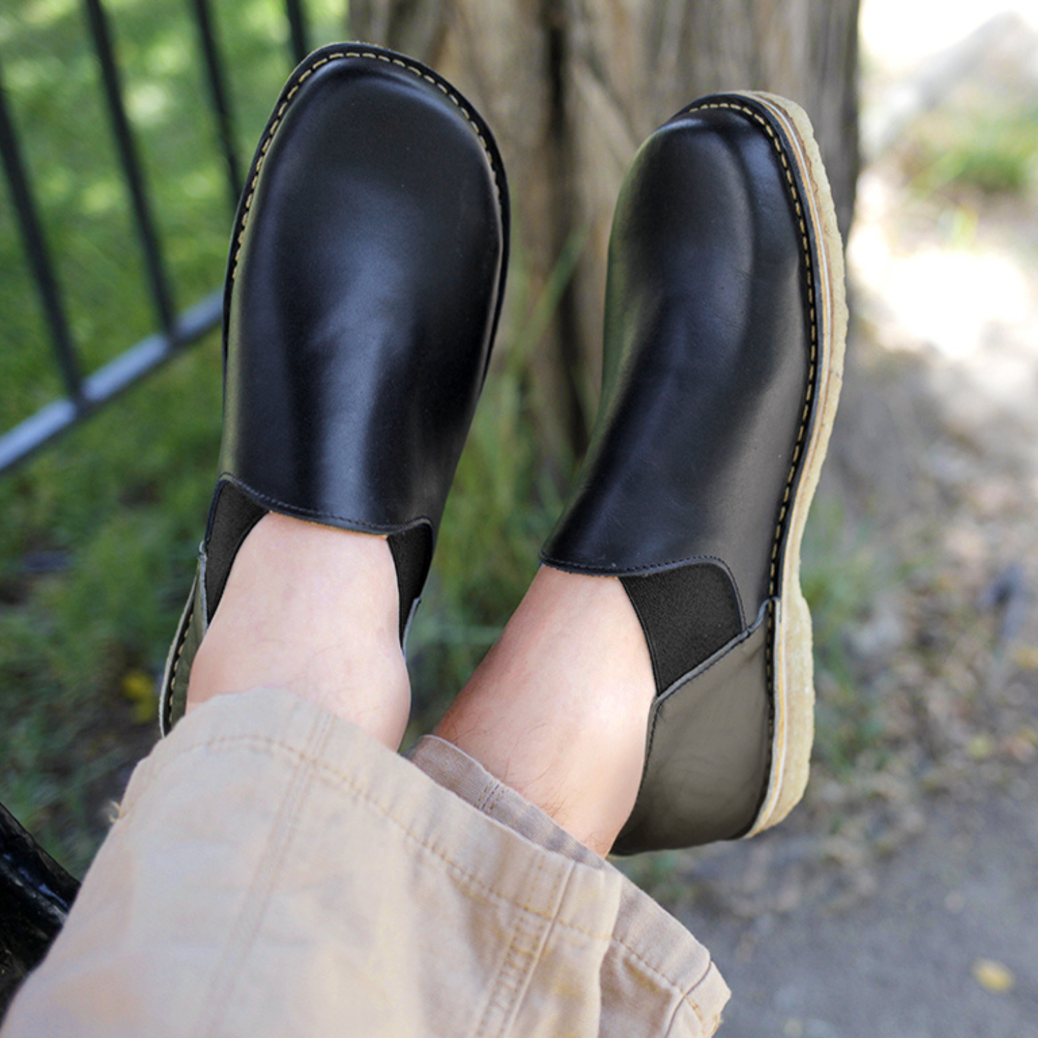 Zapato Fragata Hombre Negro Talón Olivo