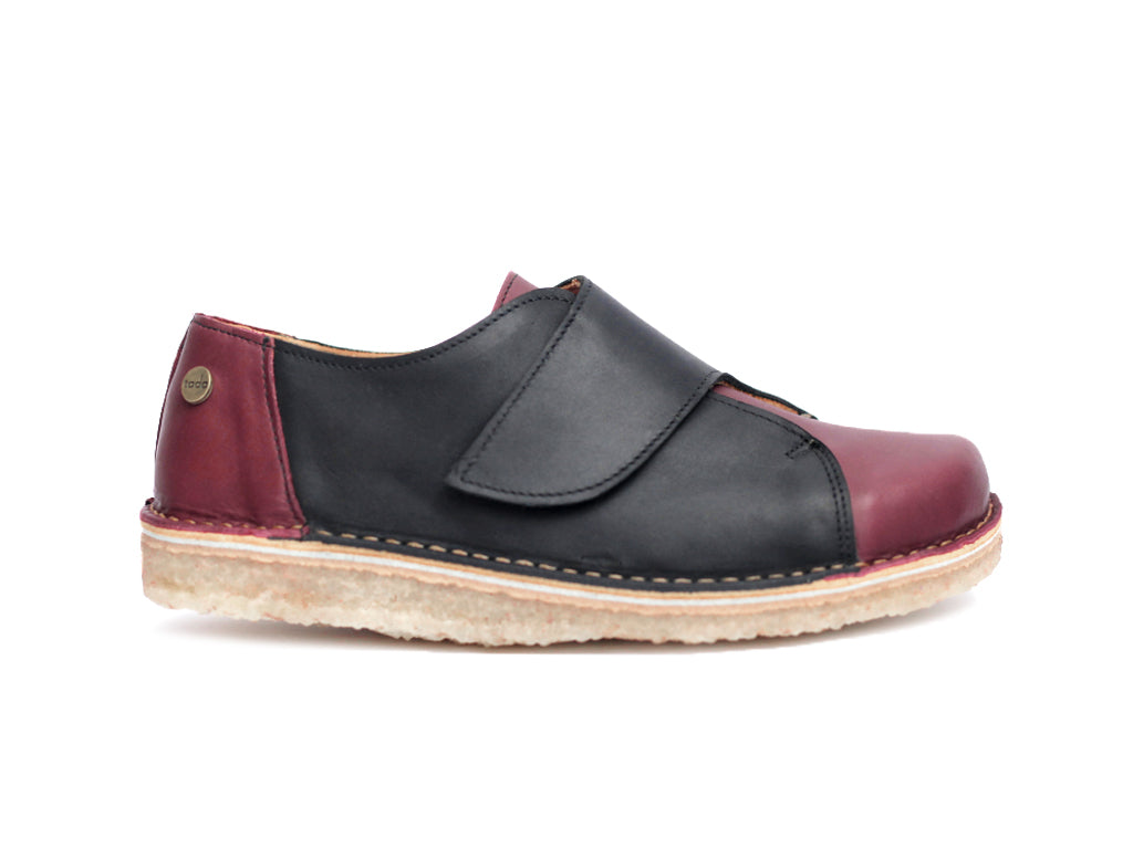 Zapato Arno Mujer Guinda Negro Cera