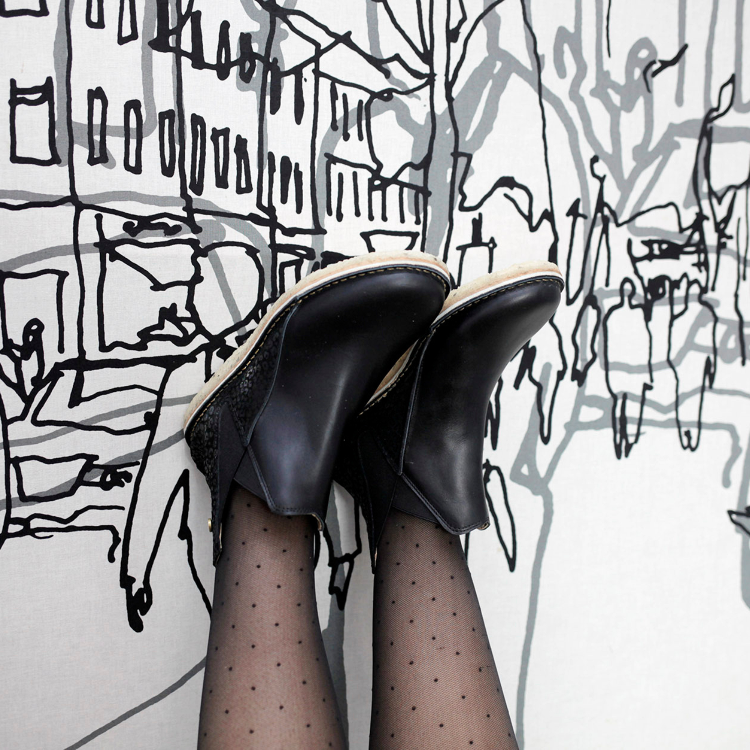 Botín Taina Mujer Negro Folia Negro