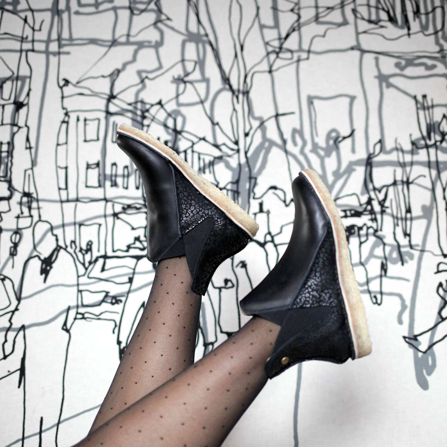 Botín Taina Mujer Negro Folia Negro