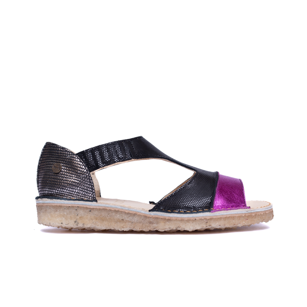 Sandalia Nina Fucsia Metal Folia