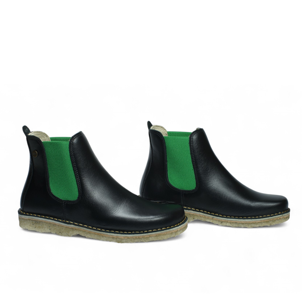 Botín Beat Mujer Negro Elástico Verde