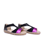 Sandalia Nina Fucsia Metal Folia