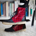 Botín Boot Mujer Cuadrillé Rojo