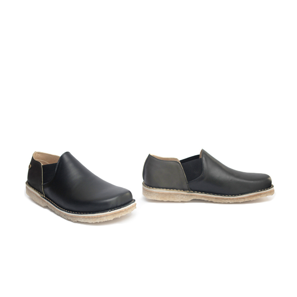 Zapato Fragata Hombre Negro Talón Olivo
