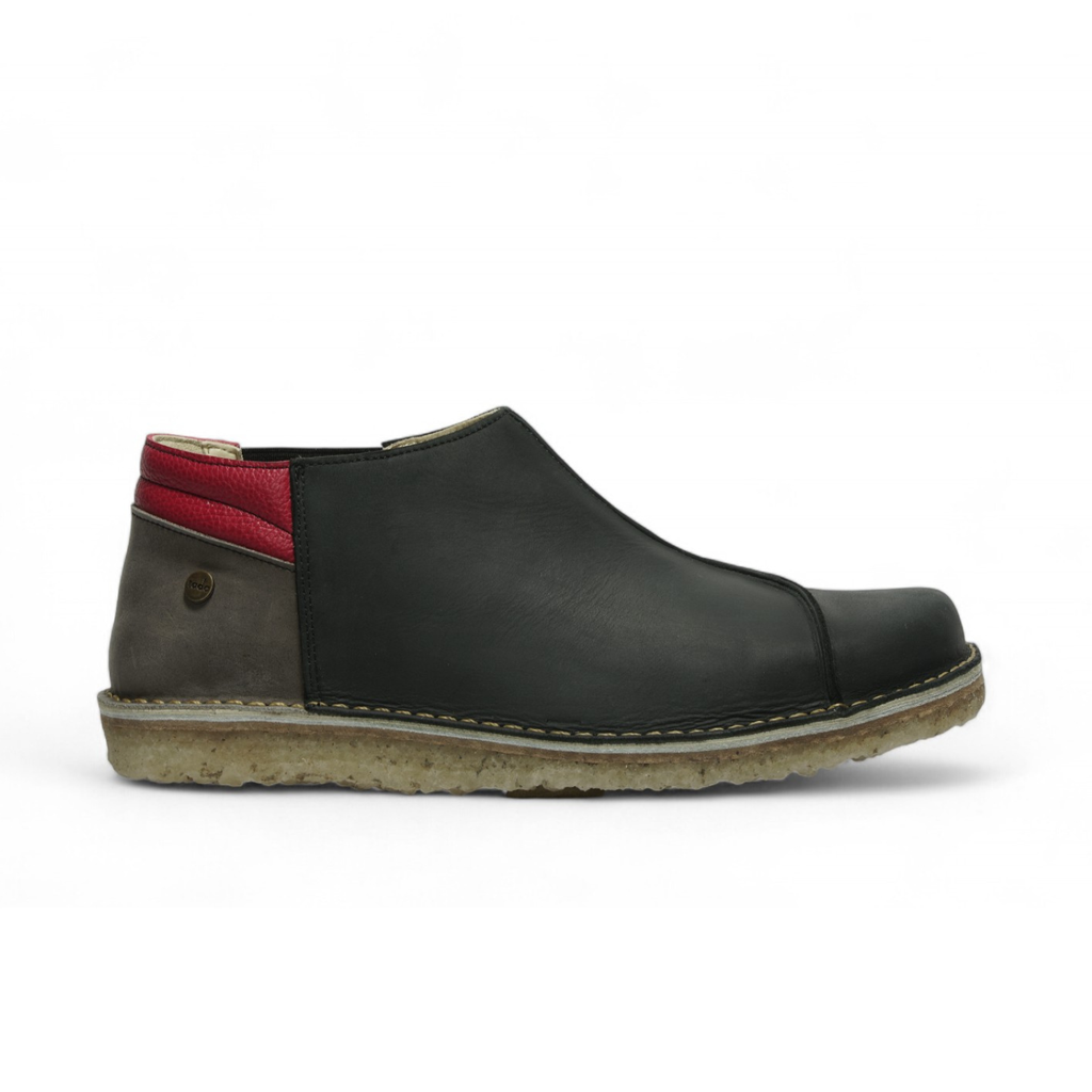 Zapato Nordico Hombre Negro Cera Gris Rojo Poro