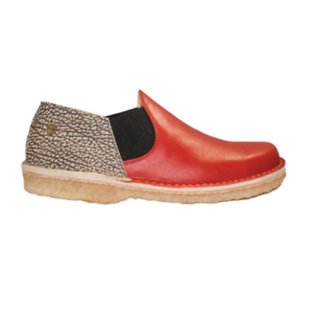 Zapato Fragata Mujer Rojo Carmín y Jaspe