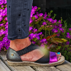 Sandalia Nina Fucsia Metal Folia