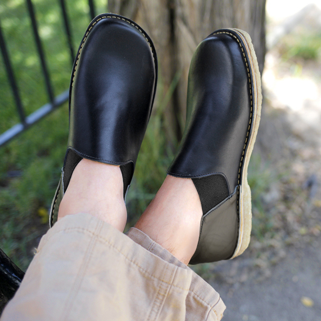 Zapato Fragata Hombre Negro Talón Olivo