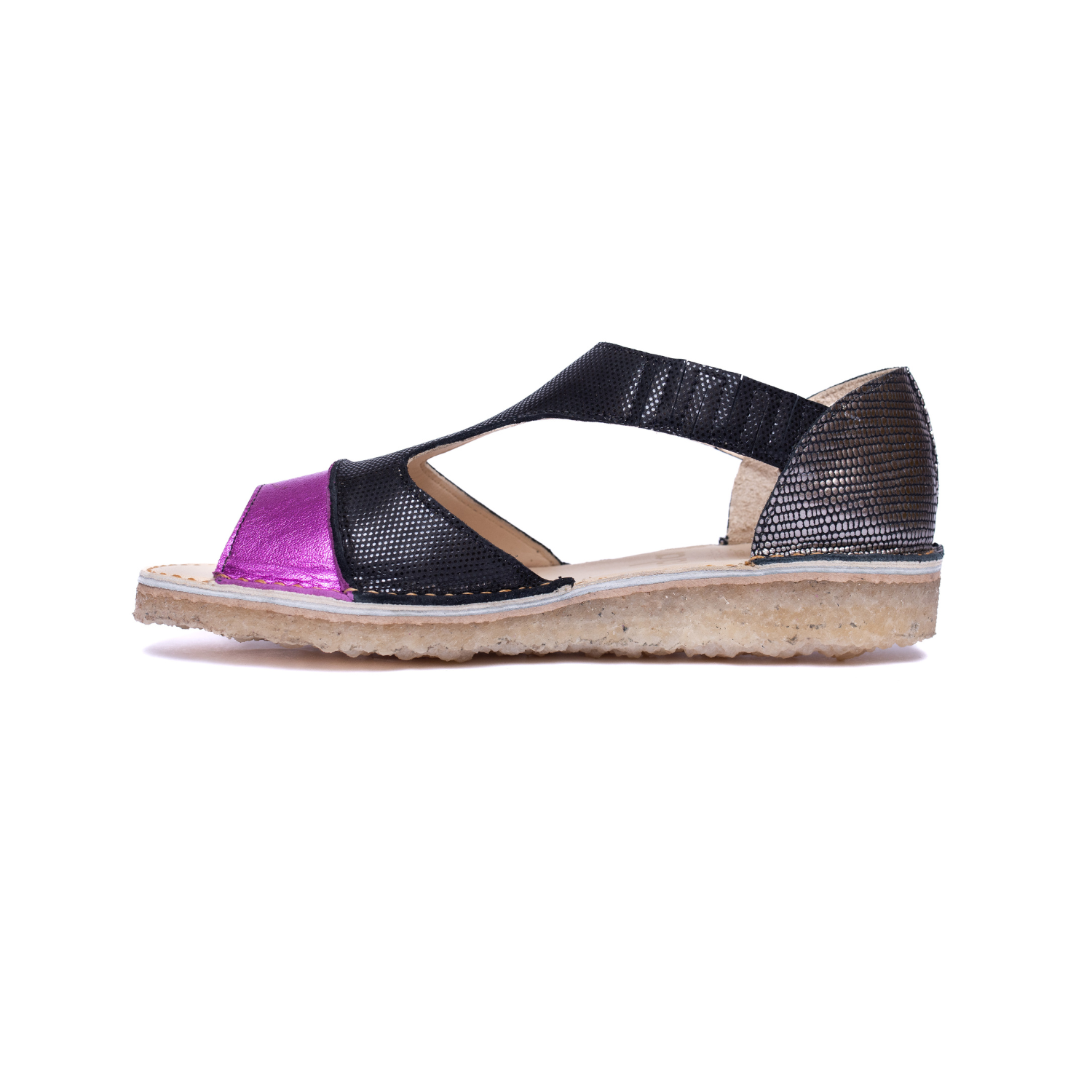 Sandalia Nina Fucsia Metal Folia