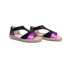 Sandalia Nina Fucsia Metal Folia