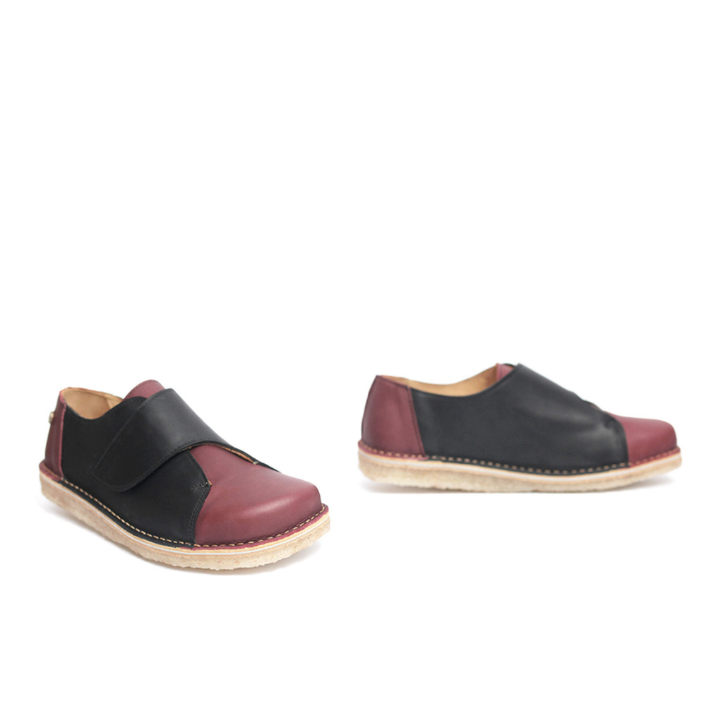 Zapato Arno Mujer Guinda Negro Cera