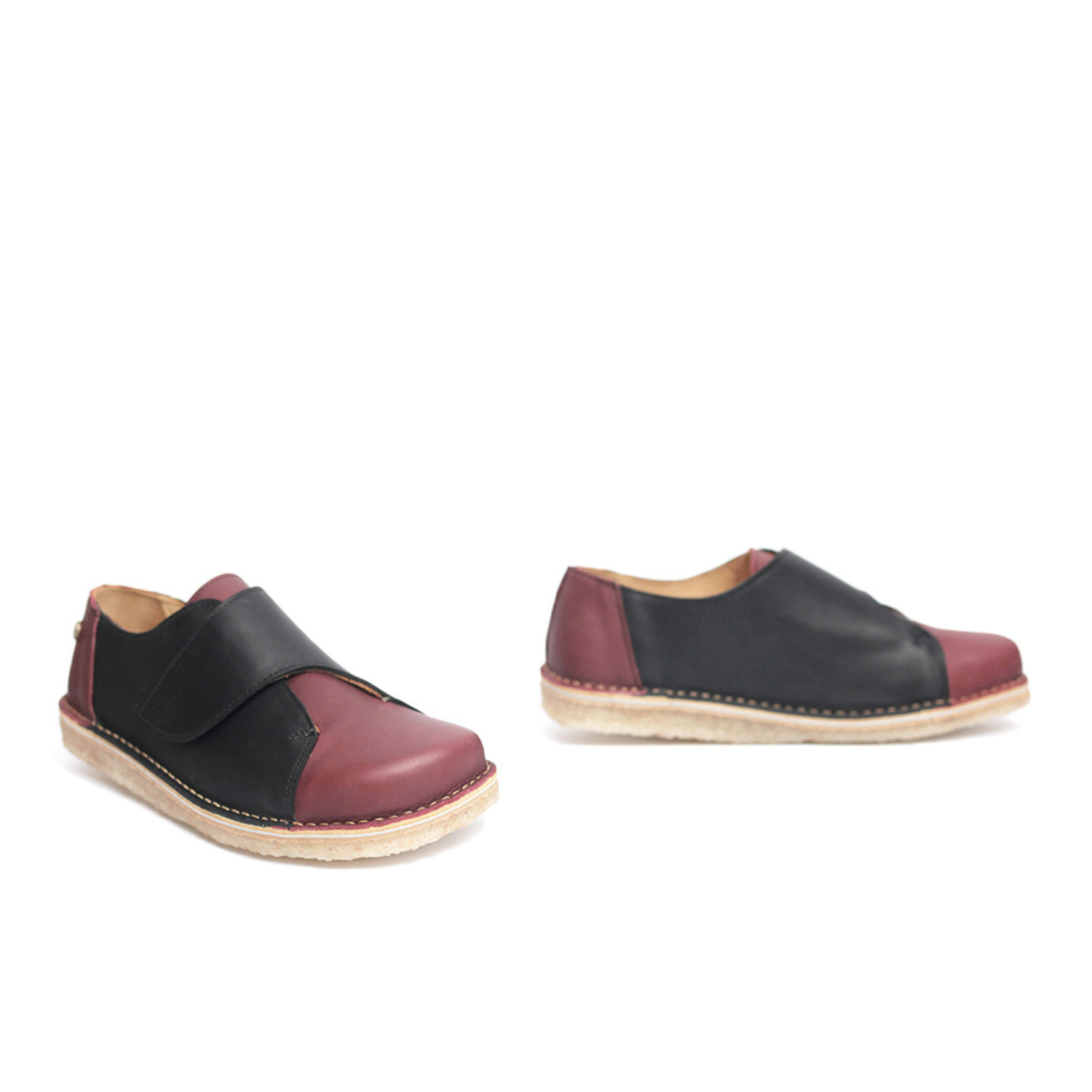 Zapato Arno Mujer Guinda Negro Cera