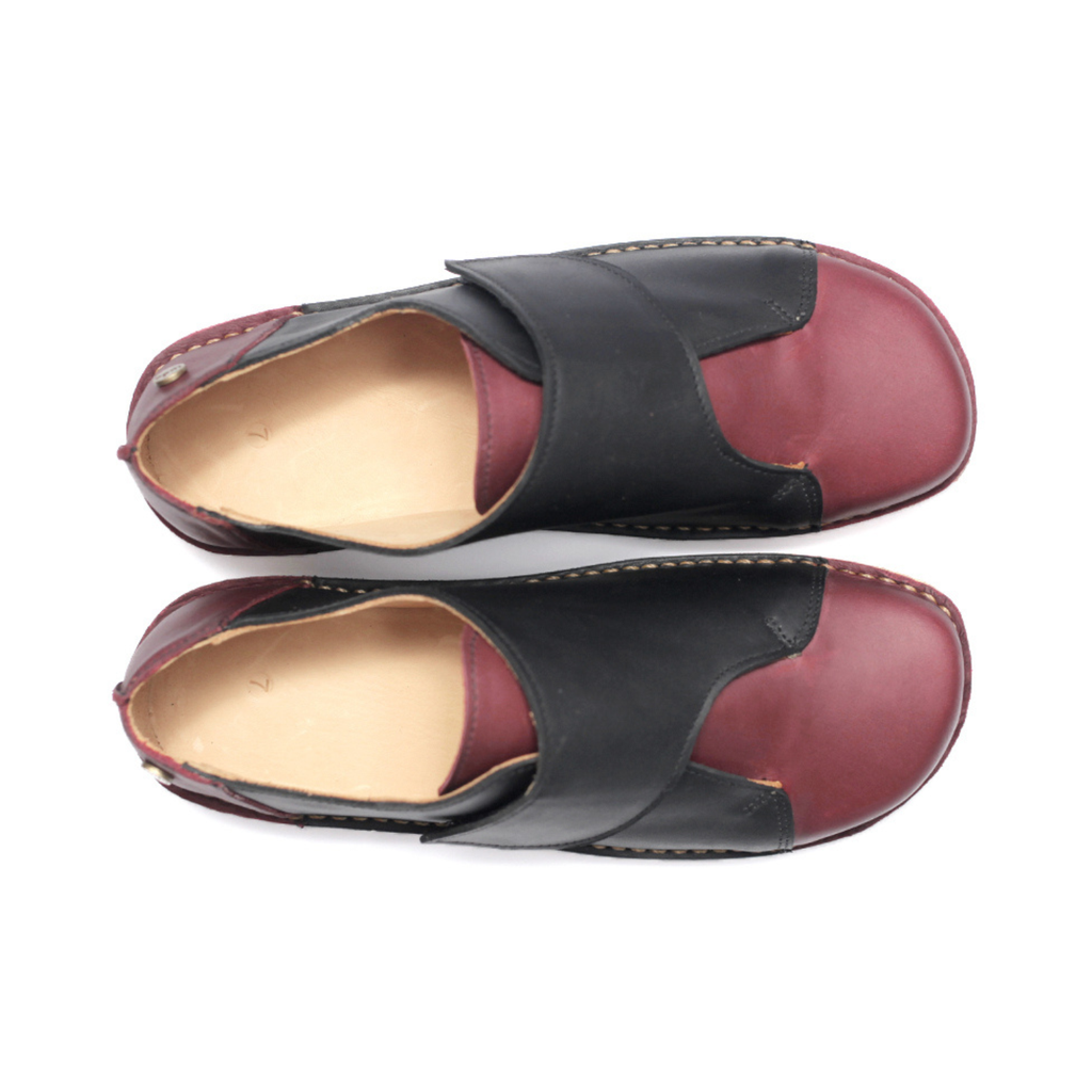 Zapato Arno Mujer Guinda Negro Cera