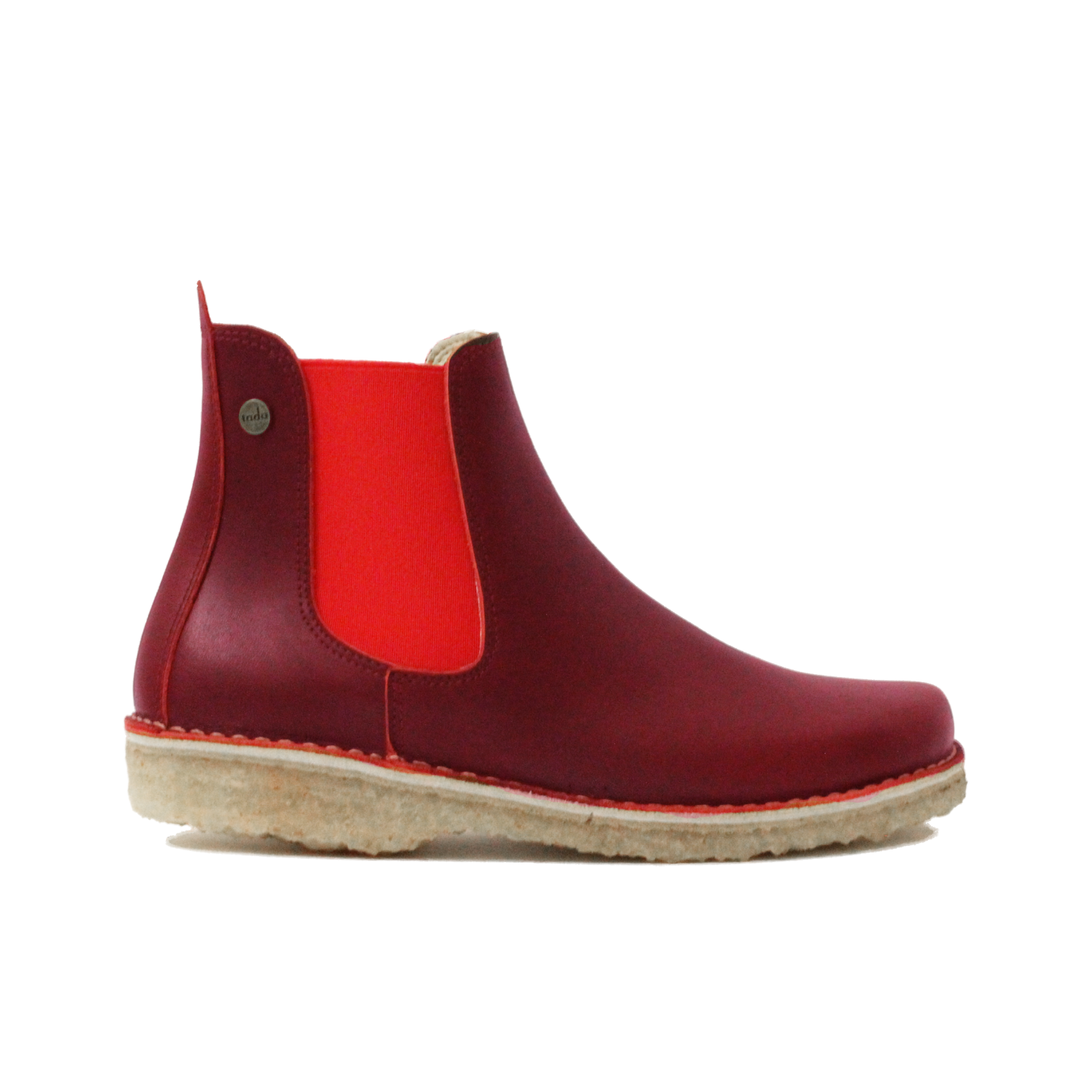 Botín Beat Mujer Burdeo Elástico Rojo