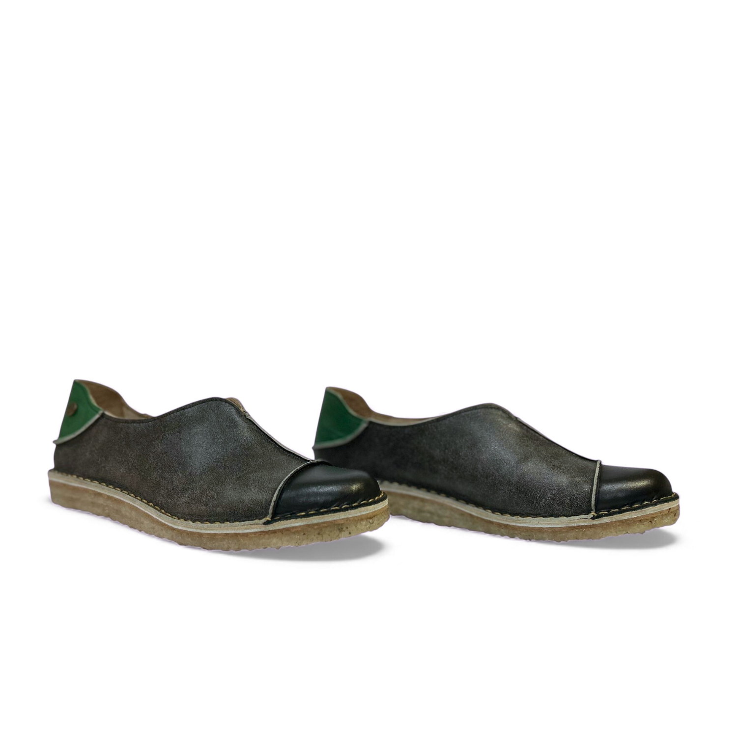 Zapato Eva Mujer Negro Grafito Verde Poro