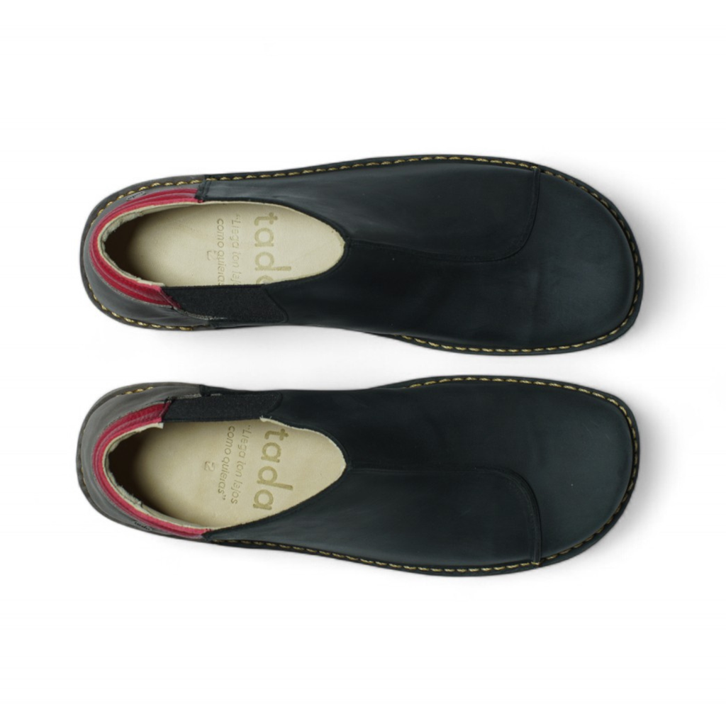 Zapato Nordico Hombre Negro Cera Gris Rojo Poro