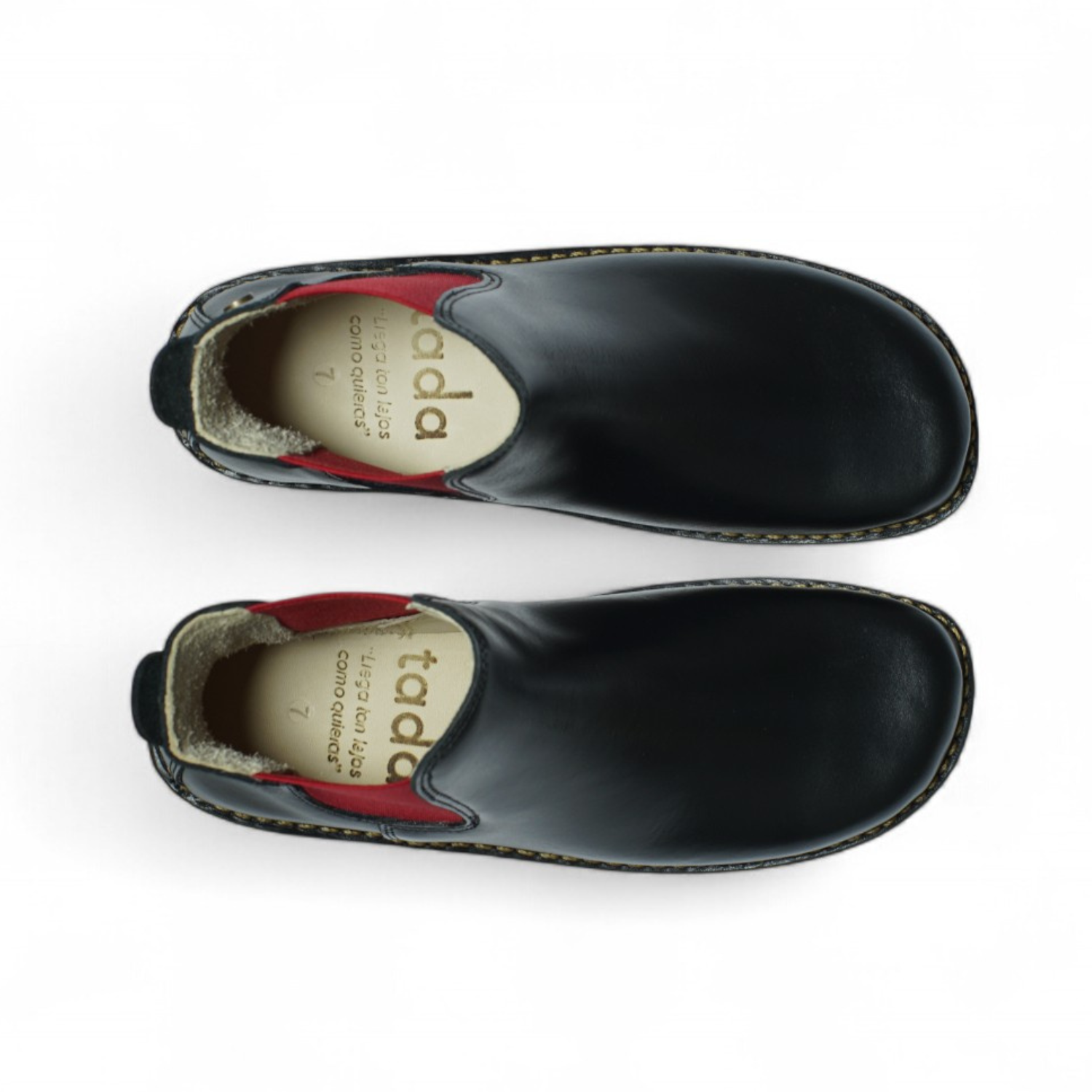 Botín Beat Mujer Negro Elástico Rojo