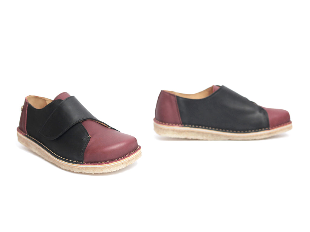 Zapato Arno Mujer Guinda Negro Cera