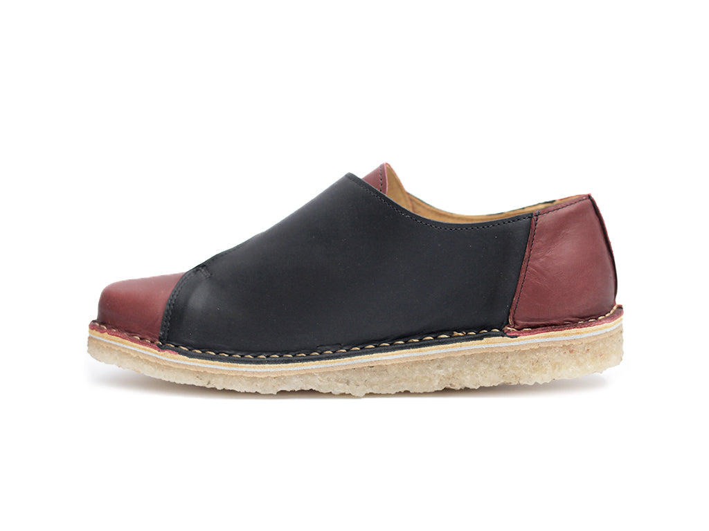 Zapato Arno Mujer Guinda Negro Cera