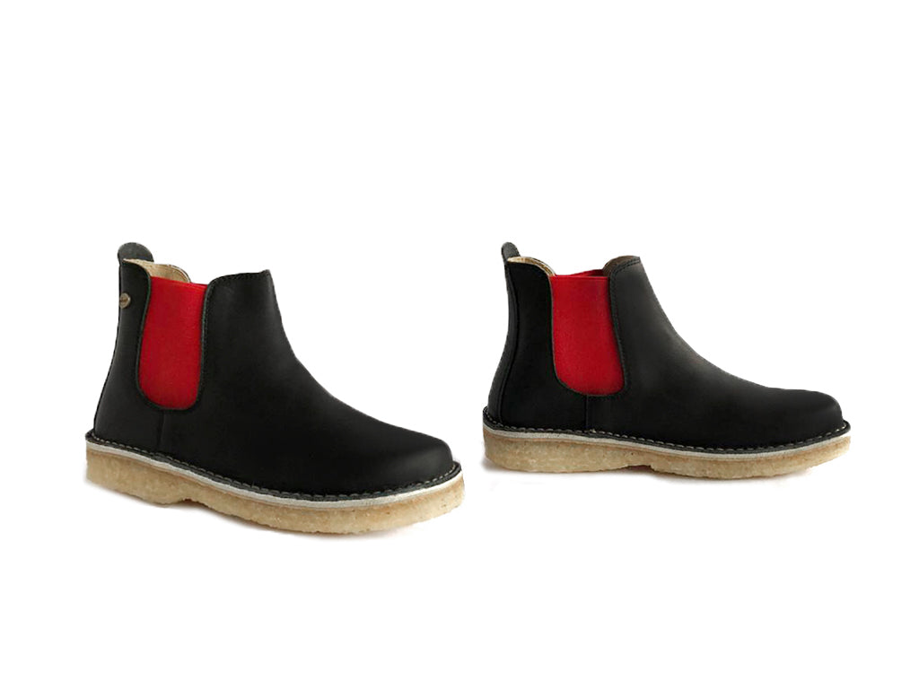 Botín Beat Mujer Negro Elástico Rojo