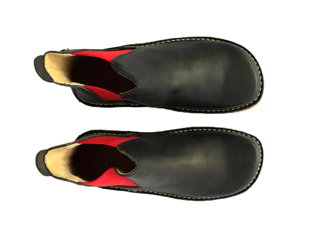 Botín Beat Mujer Negro Elástico Rojo