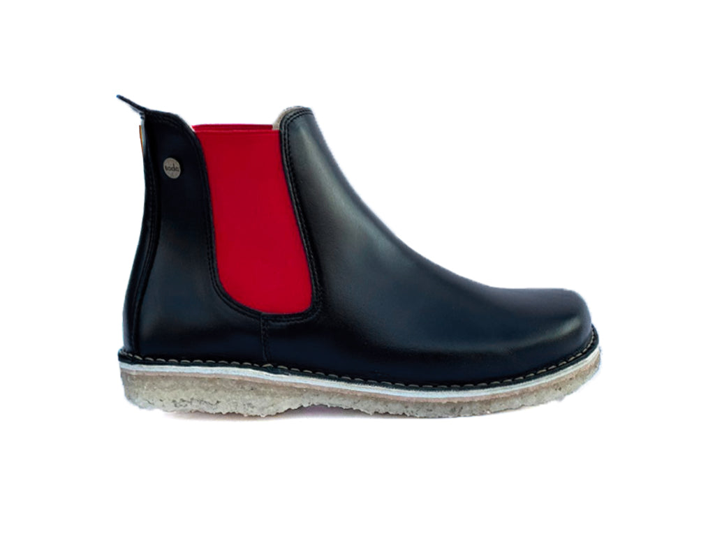 Botín Beat Mujer Negro Elástico Rojo