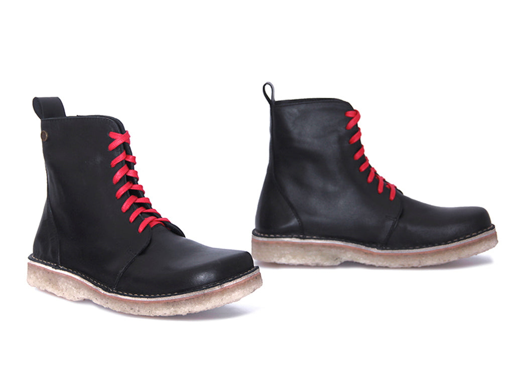 Botín Boot Hombre Negro Cordones Rojos