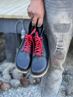 Botín Boot Mujer Negro Cordones Rojos