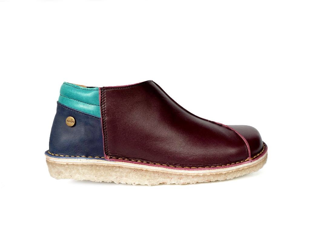 Zapato Nordico Mujer Burdeo Turquesa