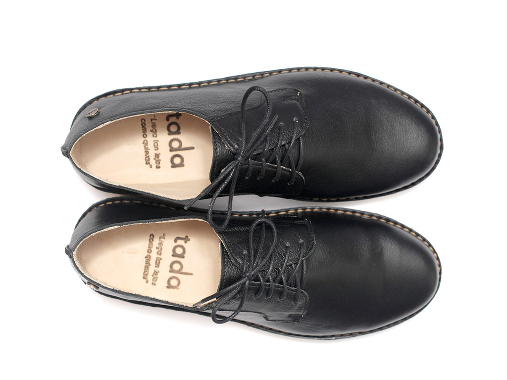 Zapato Derby Hombre Negro Poro