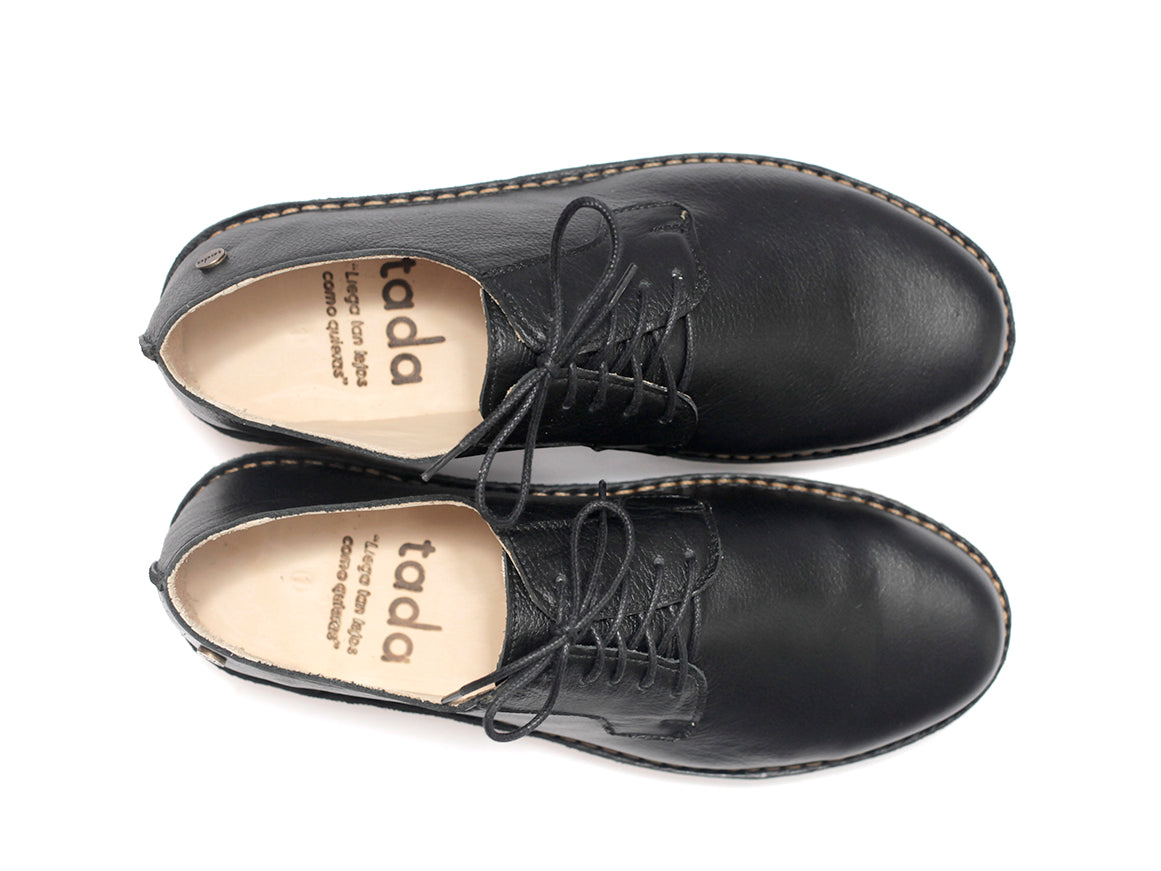 Zapato Derby Hombre Negro Poro