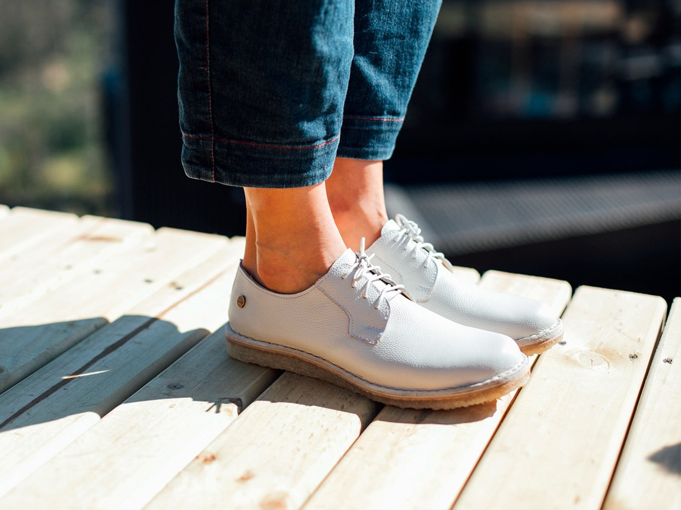 Zapato Derby Mujer Crema Poro