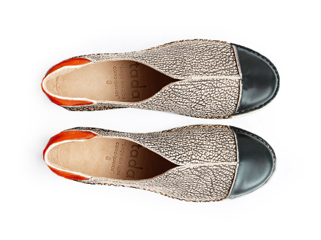 Zapato Eva Mujer Jaspe Talón Naranja