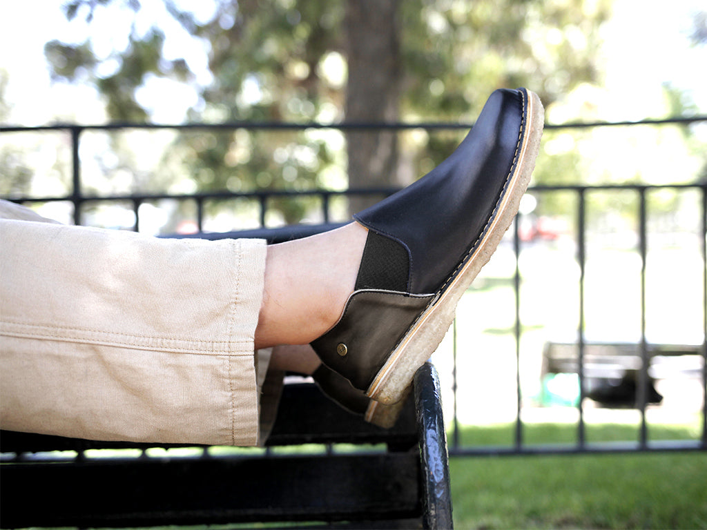 Zapato Fragata Hombre Negro Talón Olivo