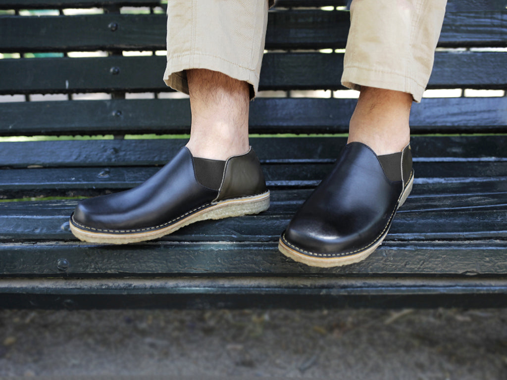 Zapato Fragata Hombre Negro Talón Olivo