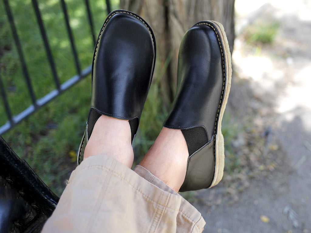 Zapato Fragata Hombre Negro Talón Olivo