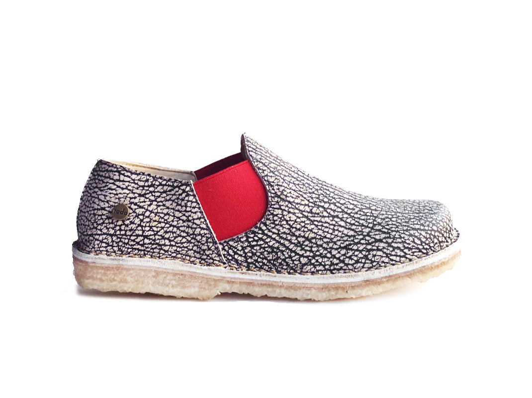 Zapato Fragata Mujer Jaspe - Elástico Rojo