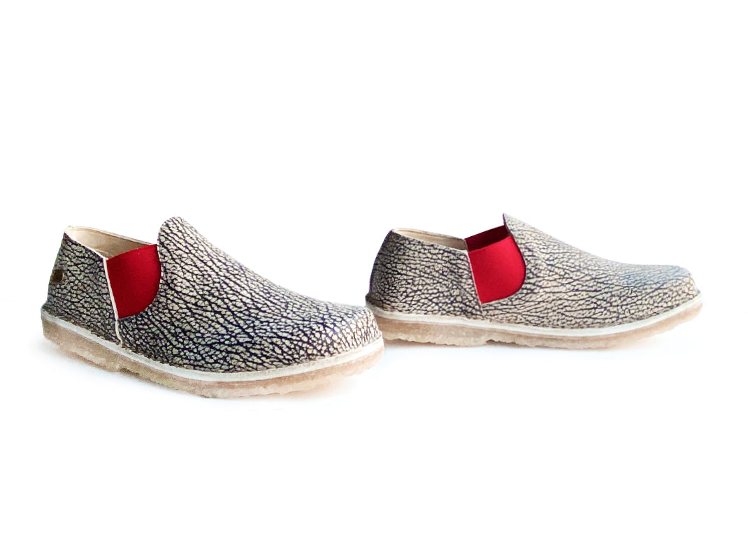 Zapato Fragata Mujer Jaspe - Elástico Rojo