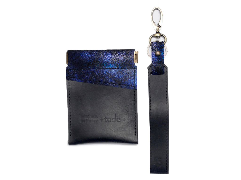 Kit Monedero y portallaves Azul metal Antunez Ketterer