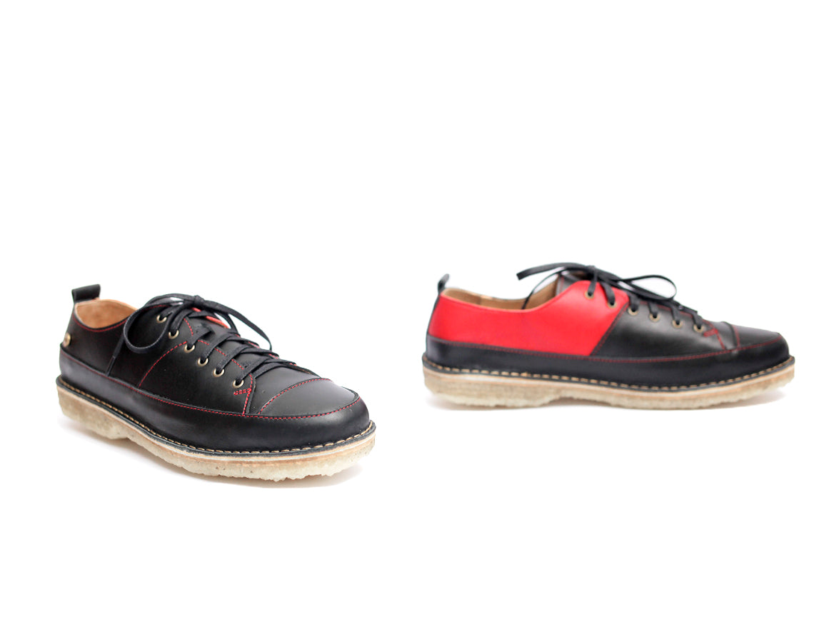 Zapato Kutsu Hombre Negro y Rojo