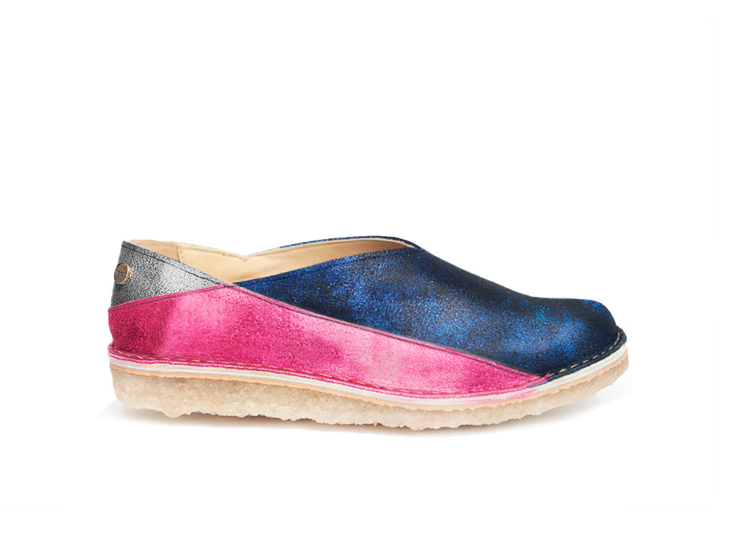 Zapato Mitsue Mujer Azul Metal y Fucsia