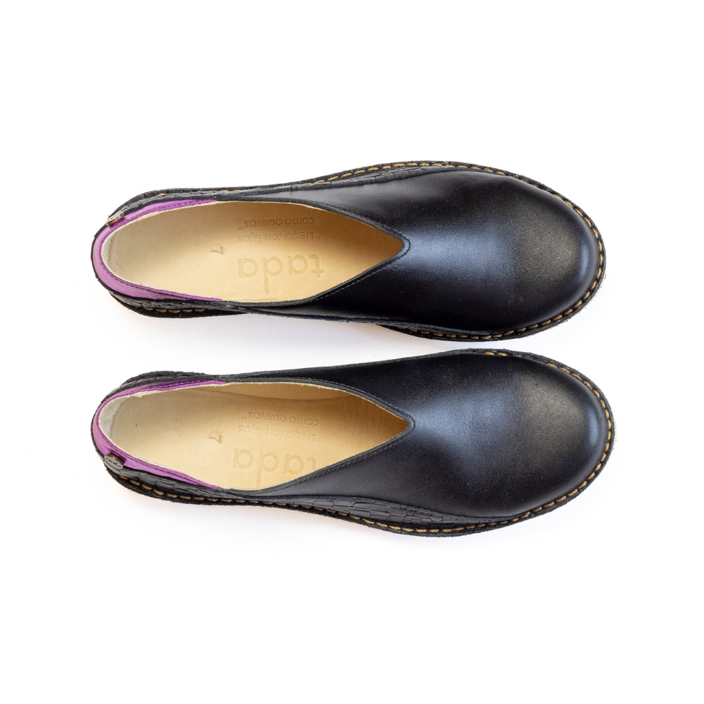 Zapato Mitsue Mujer Petate Negro Violeta Metal