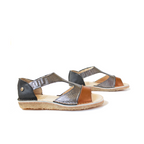 Sandalia Nina Oro Craque Plata Negro Textura