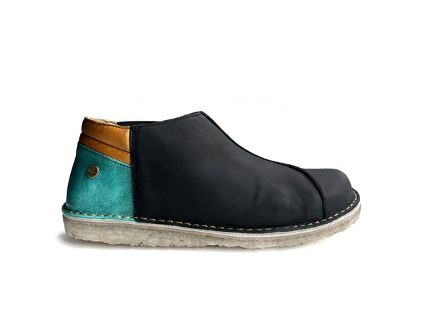 Zapato Nordico mujer negro cera - turquesa