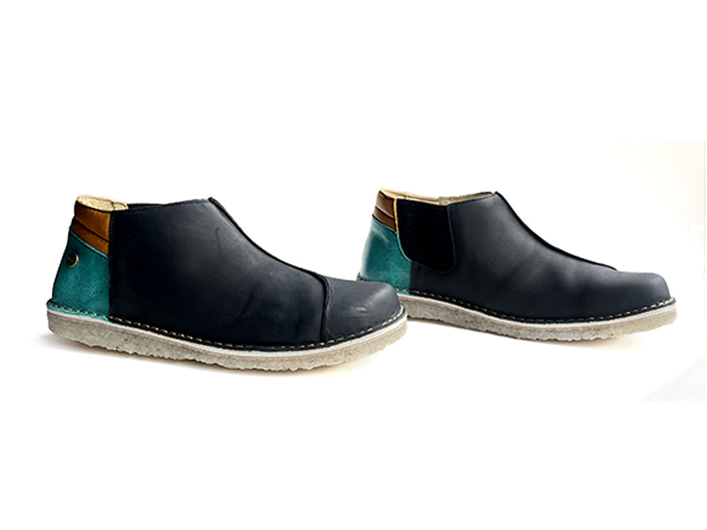Zapato Nordico mujer negro cera - turquesa