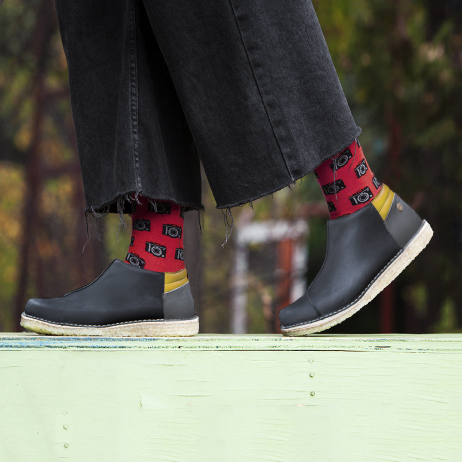 Zapato Nordico Mujer Negro Cera - Amarillo